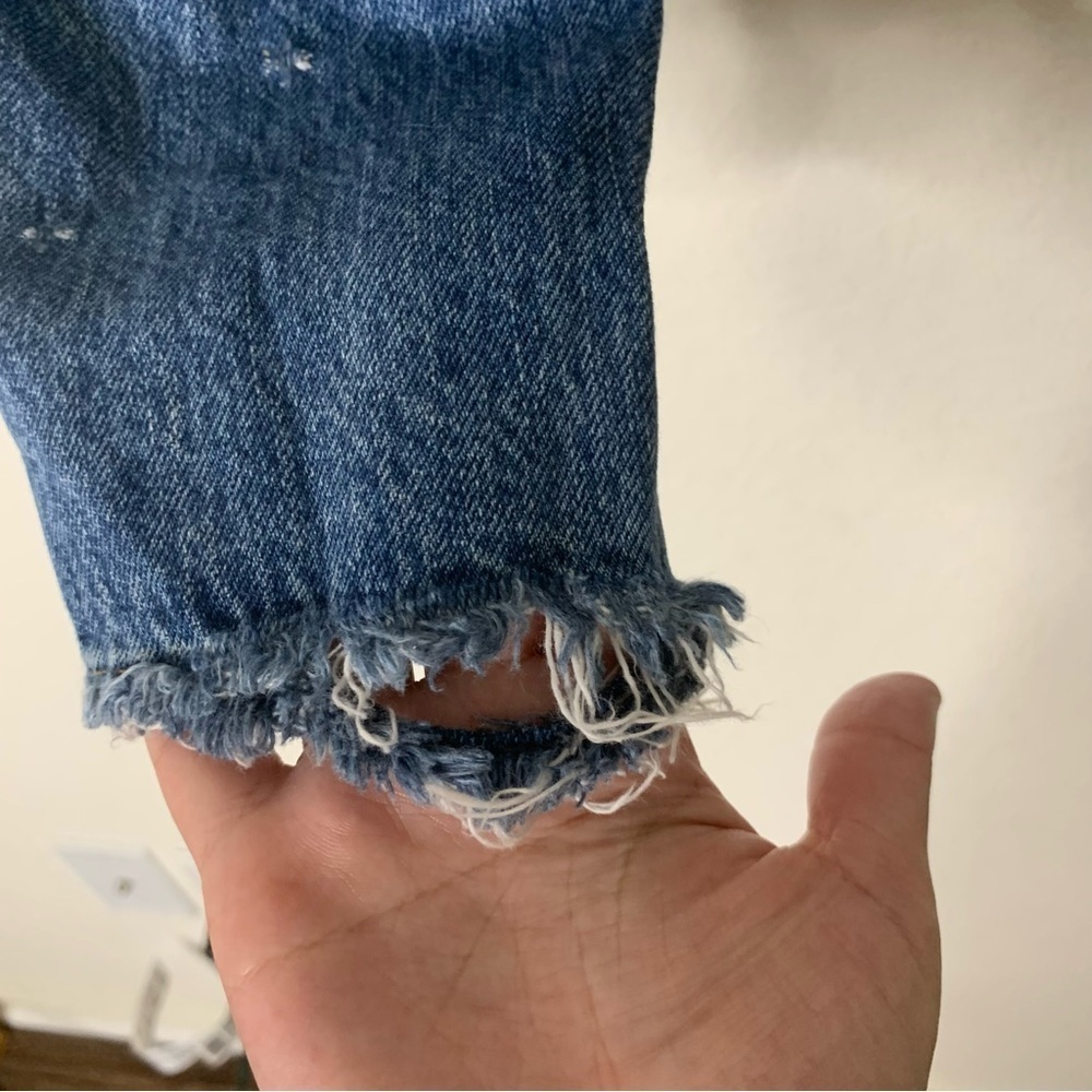 Agolde Womens blue Jamie distressed high rise skinny chewed hem jeans 23 - Picture 8 of 11